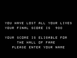 The Wall (TI-99/4A) screenshot: Game over