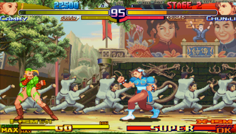 Street Fighter Alpha 3 Max (PSP) screenshot: Cammy vs Chun-Li