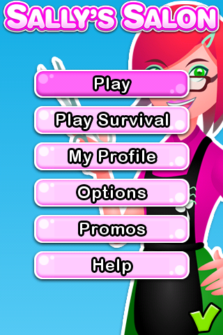 Sally's Salon (iPhone) screenshot: Main menu