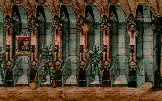 Curse of Enchantia (Amiga) screenshot: Avoiding a comical and non fatal splat.