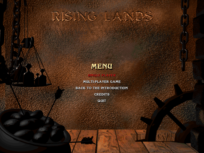 Rising Lands (Windows) screenshot: Main menu screen (demo version).