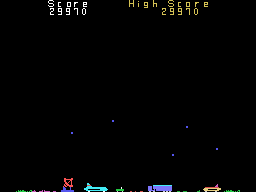 Barrage (TI-99/4A) screenshot: Both towers destroyed