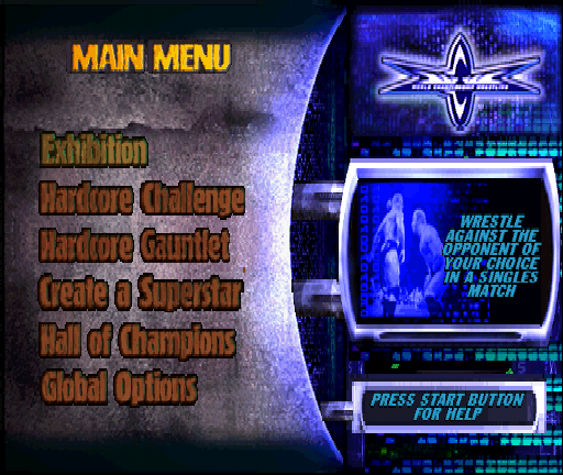 WCW Backstage Assault (PlayStation) screenshot: Main menu