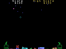 Barrage (TI-99/4A) screenshot: The large pink balls can change direction