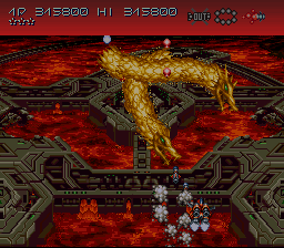 Axelay (SNES) screenshot: Two dragons attack