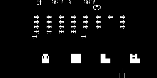Invaders (Ohio Scientific) screenshot: UFO passing by
