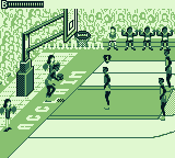 College Slam (Game Boy) screenshot: The cheerleaders cheer when a basket is made.