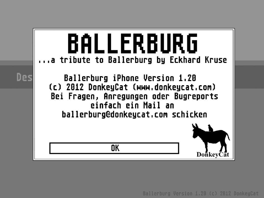 Ballerburg (iPad) screenshot: Info