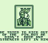 WWF Superstars (Game Boy) screenshot: An announcer states the winner