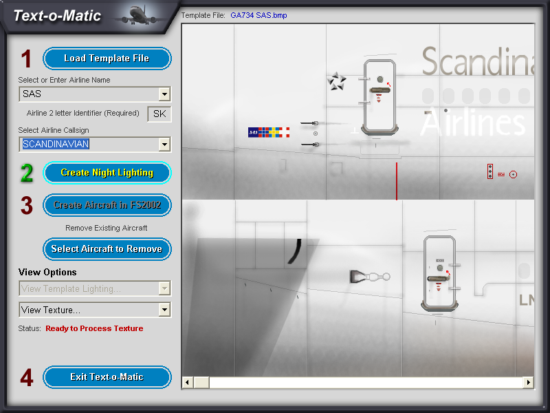 737-400: Greatest Airliners - Special Edition (Windows) screenshot: Here I'm creating a SAS airline version from the templates.