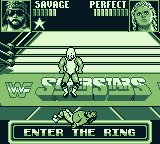 WWF Superstars (Game Boy) screenshot: The action may take place out of the ring as well