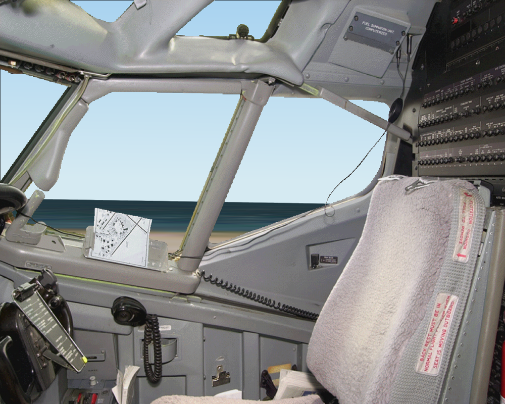 737-400: Greatest Airliners - Special Edition (Windows) screenshot: View toward copilot seat. Internal views are photographic, in eight horizontal directions.