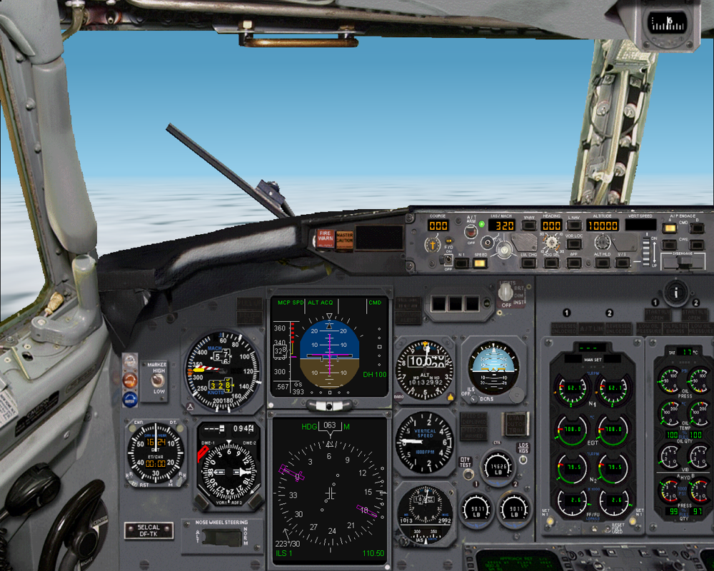 737-400: Greatest Airliners - Special Edition (Windows) screenshot: In case of rain, there is an operational windshield wiper.