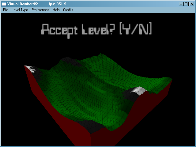 Virtual Bombard (Windows) screenshot: The Mountains/Valleys terrain