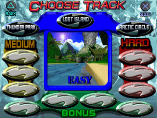 Hydro Thunder (PlayStation) screenshot: Track selection