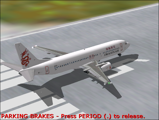 737-400: Greatest Airliners - Special Edition (Windows) screenshot: A Chinese Dragon Air skinned 737-400 in FS2000.