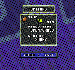 Sterling Sharpe: End 2 End (SNES) screenshot: Options
