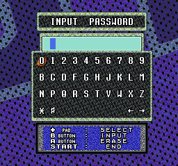 Sterling Sharpe: End 2 End (SNES) screenshot: Password screen