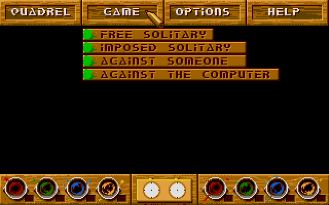 Quadrel (Atari ST) screenshot: Main Menu - Game mode selection.