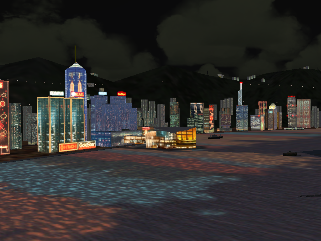 Hong Kong for Microsoft Flight Simulator 2004 (Windows) screenshot: Hong Kong by night is a spectacular view.