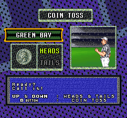Sterling Sharpe: End 2 End (SNES) screenshot: Coin toss