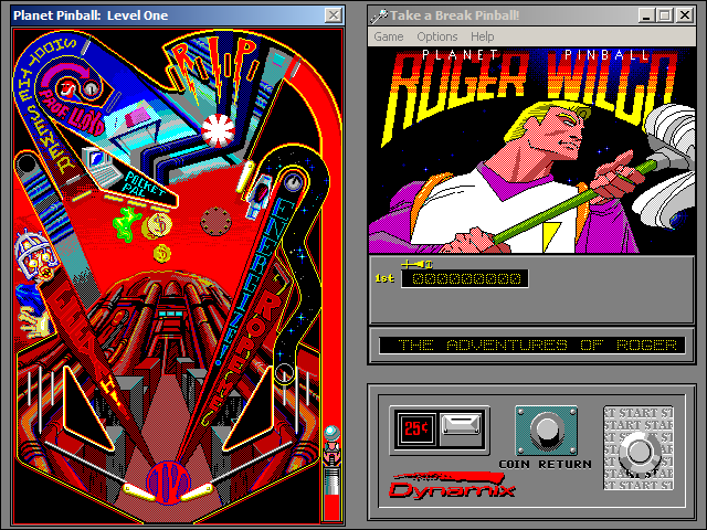 Take a Break! Pinball (Windows 3.x) screenshot: The first Space Quest table... to be honest, I don't know why they made three tables (including a really boring one) from the same game instead of reaching deeper into their huge collection of games.