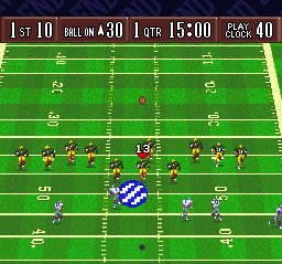 Sterling Sharpe: End 2 End (SNES) screenshot: The football flying in the air