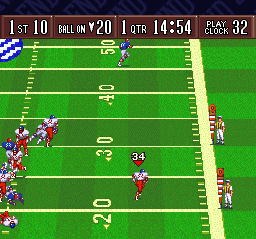 Sterling Sharpe: End 2 End (SNES) screenshot: Running with the ball
