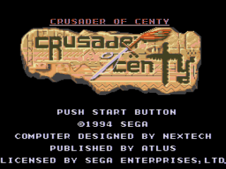 Crusader of Centy (Genesis) screenshot: Title screen (US version)