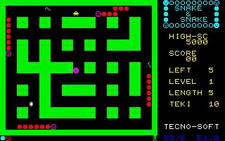 Snake & Snake (Sharp MZ-80K/700/800/1500) screenshot: Starting out