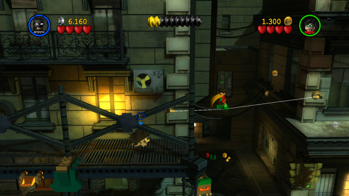 LEGO Batman: The Videogame (Windows) screenshot: Robin is an acrobat after all