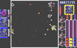 Quartz (Atari ST) screenshot: Facing mountings in a vertically-scrolling section