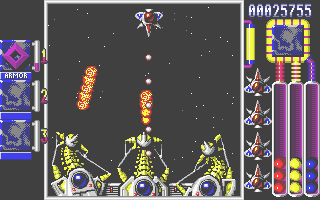 Quartz (Atari ST) screenshot: End of Level Boss - destory all 3 blue blobs