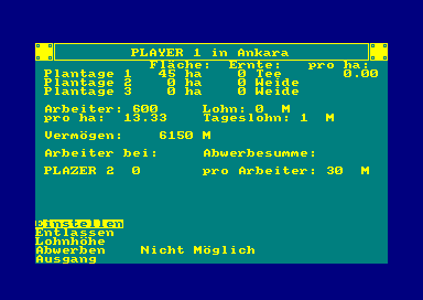 Vermeer (Amstrad CPC) screenshot: You can assign maximum 600 workers