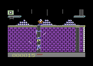 Quasimodo (Commodore 64) screenshot: Oh well... better throw rocks at 'em.