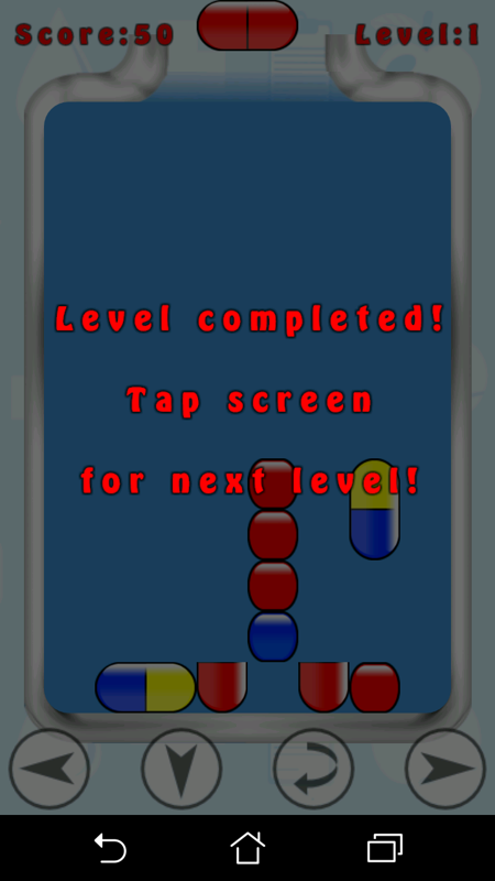 Pill Mania HD (Android) screenshot: And the last virus is now gone!