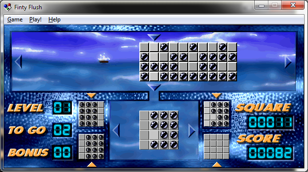 Microsoft Entertainment Pack: The Puzzle Collection (Windows) screenshot: Combining the places where balls are and balls aren't with the bottom grid to make a full line