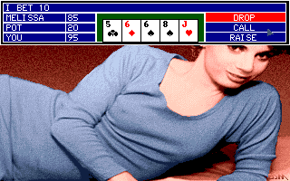 Strip Poker II (Amiga) screenshot: Starting the game with Melissa