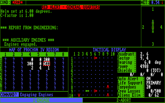 Star Fleet I: The War Begins! (Amiga) screenshot: Red alert!