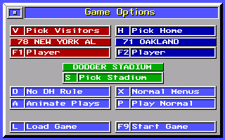 MicroLeague Baseball: The Manager's Challenge (Amiga) screenshot: Game options