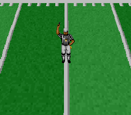 NFL Football (SNES) screenshot: The referee is packing heat