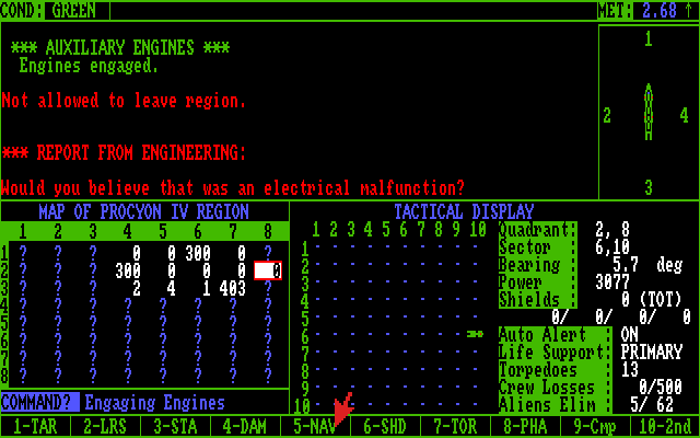 Star Fleet I: The War Begins! (Amiga) screenshot: Would you believe that was an electrical malfunction?