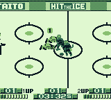 Hit the Ice: The Video Hockey League (Game Boy) screenshot: They have knocked both of us to the ice.