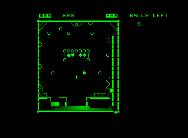 Pinball (Commodore PET/CBM) screenshot: Graphics loaded, ball in the game