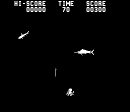 Blue Shark (Arcade) screenshot: Shooting at the sharks