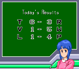 Nolan Ryan's Baseball (SNES) screenshot: Today's results during a pennant race