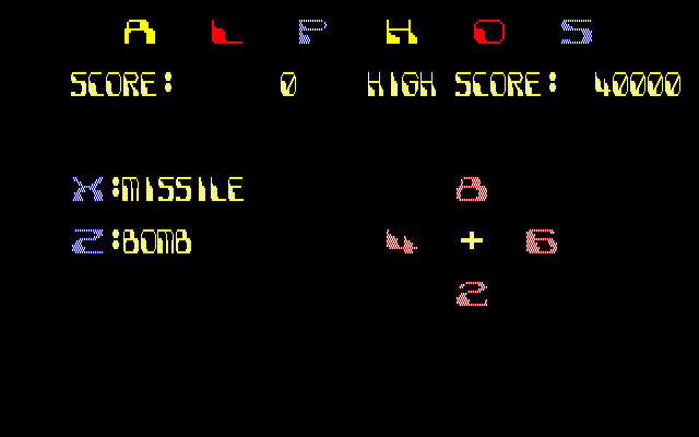 Alphos (PC-88) screenshot: Controls explanation
