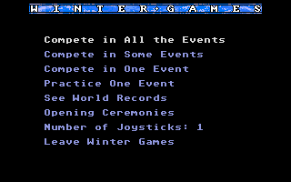 Winter Games (Atari ST) screenshot: The main menu