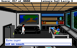 Leisure Suit Larry III: Passionate Patti in Pursuit of the Pulsating Pectorals (Atari ST) screenshot: Entering a command