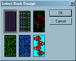 Patience (Windows) screenshot: Card back design selection